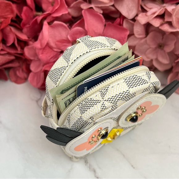 Mini Owl Gray & White Backpack Coin Purse Keychain Charm - Picture 10 of 13